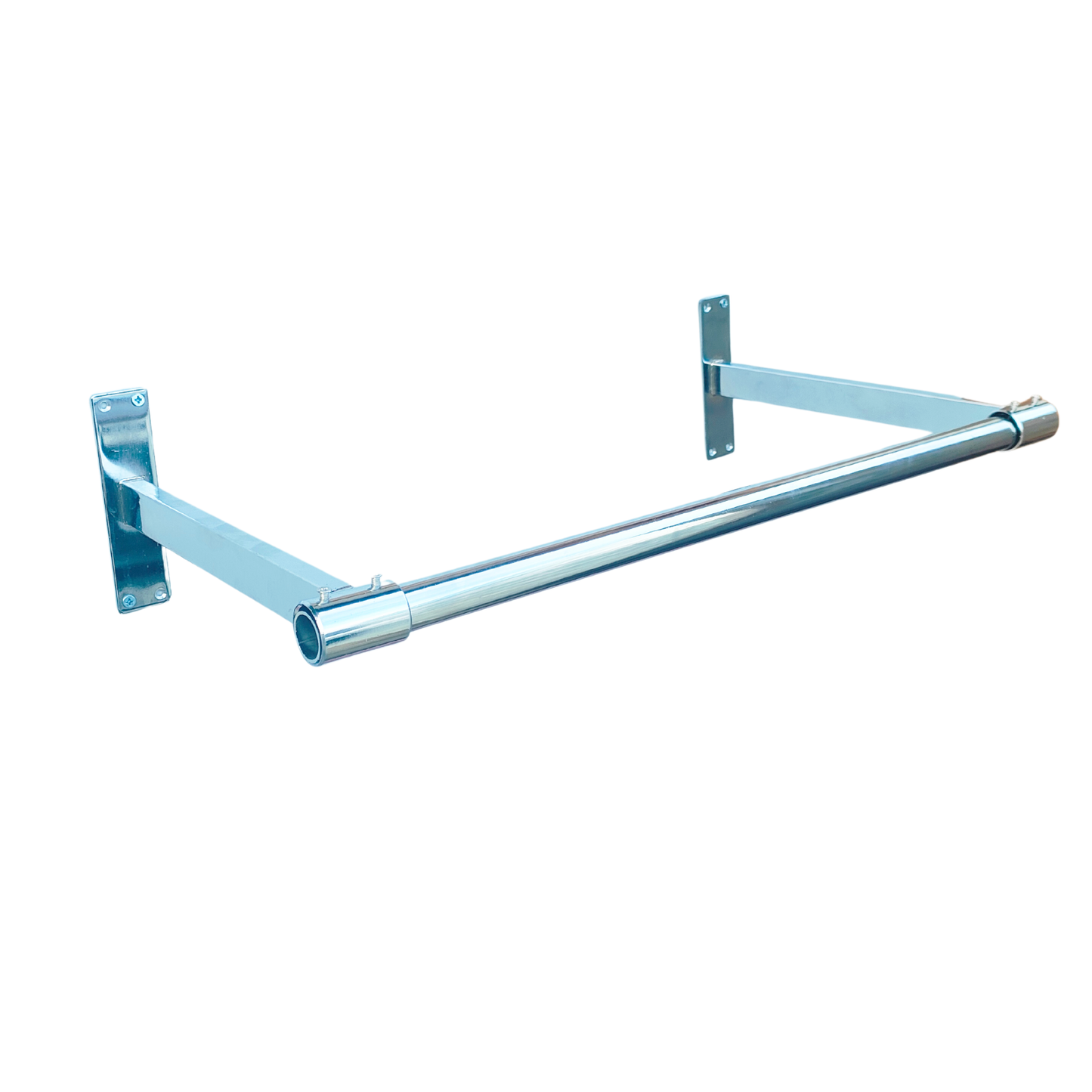 8ft Long Pole +2 Brackets+2 Plastic End Caps-Super Heavy Duty Chrome Plated Wall Mounted Garment Clothes Rail Hanging Shop Display Tubing Rack Diameter Of Pole -S