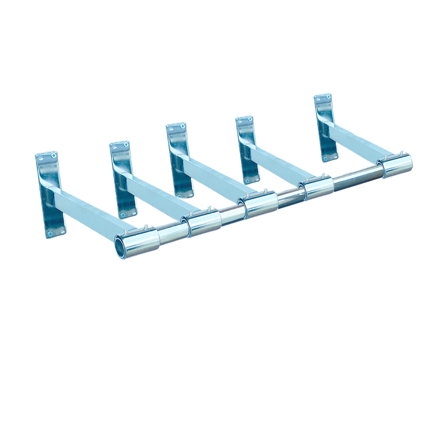 10ft Long Pole +5 Brackets+2 Plastic End Caps-Super Heavy Duty Chrome Plated Wall Mounted Garment Clothes Rail Hanging Shop Display Tubing Rack Diameter Of Pole -S