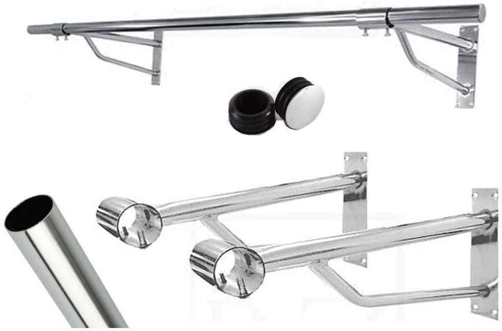 3ft Long Pole +2 Brackets+2 Plastic End Caps-Super Heavy Duty Chrome Plated Wall Mounted Garment Clothes Rail Hanging Shop Display Tubing Rack Diameter Of Pole