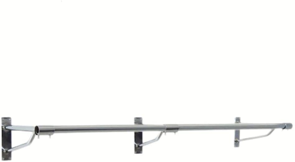 10ft Long Pole +3 Brackets +2 Plastic end Caps -Super Heavy Duty Chrome Plated Wall Mounted Garment Clothes Rail Hanging Shop Display Tubing Rack Diameter of Pole