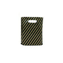 500x Black And Gold Strong Plastic Carrier Bags Striped Shopping Retail Bags