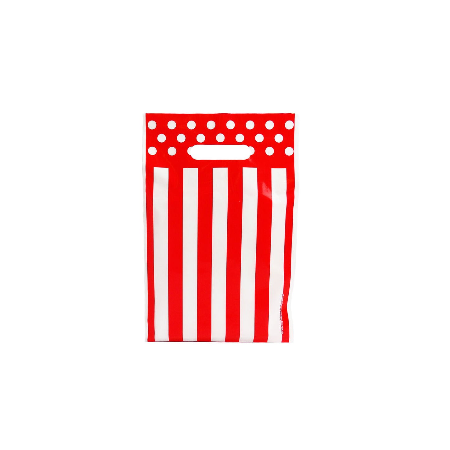 100X Premium Red & White Strips Carrier Bag Die Cut Handle Designer Heavy Duty Shopping Plastic Bag