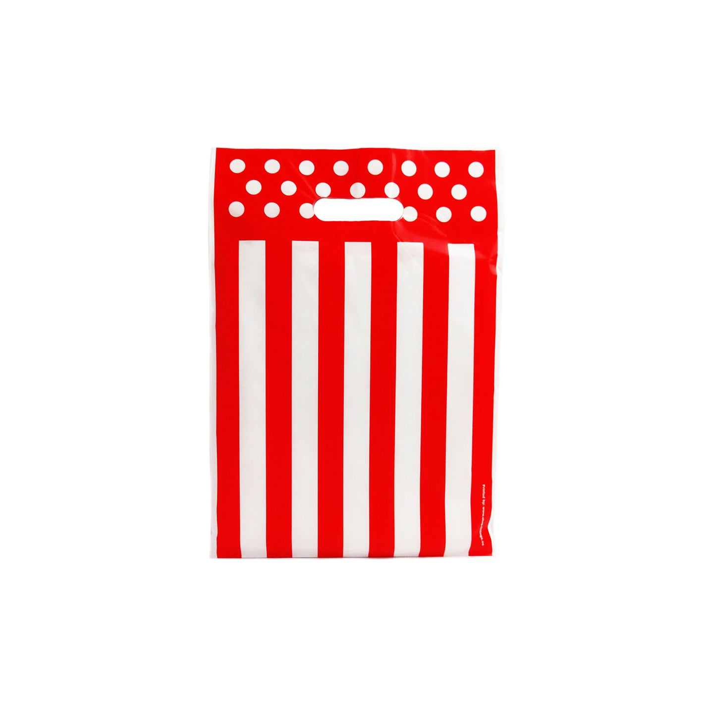 100X Premium Red & White Strips Carrier Bag Die Cut Handle Designer Heavy Duty Shopping Plastic Bag