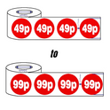 1000x25 mm Red Price Self Adhesive Stickers Sticky Labels For Retail Display.