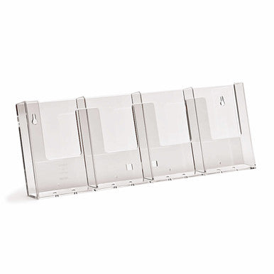 Wall-Mounted DL Portrait Leaflet Holder with Four Pockets for Organized Display