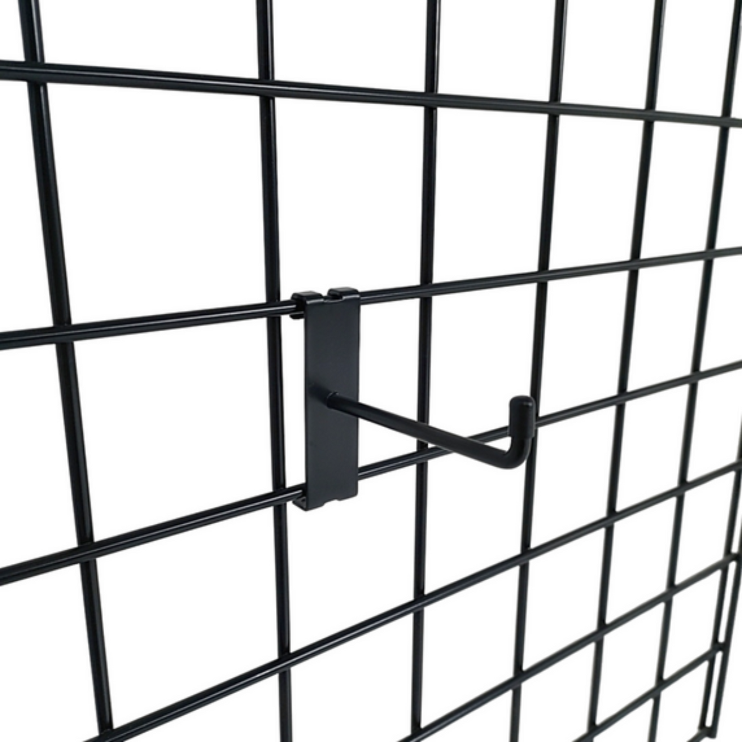 4" Black Grid Mesh Hooks Single Prong Shop Display