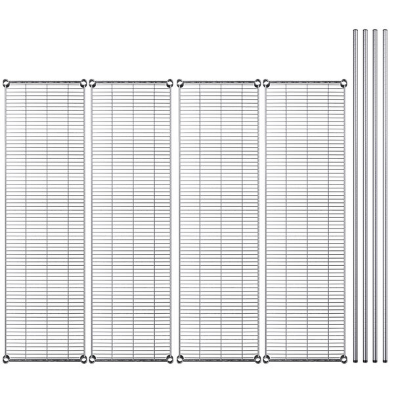 4 Tier Chrome Wire Shelving - 6ft Height