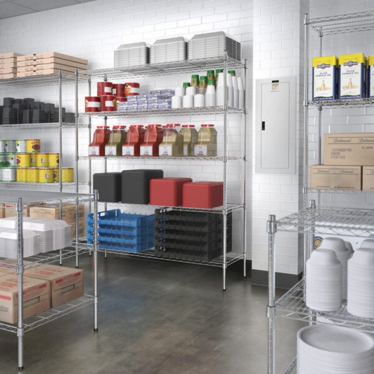4 Tier Chrome Wire Shelving - 6ft Height