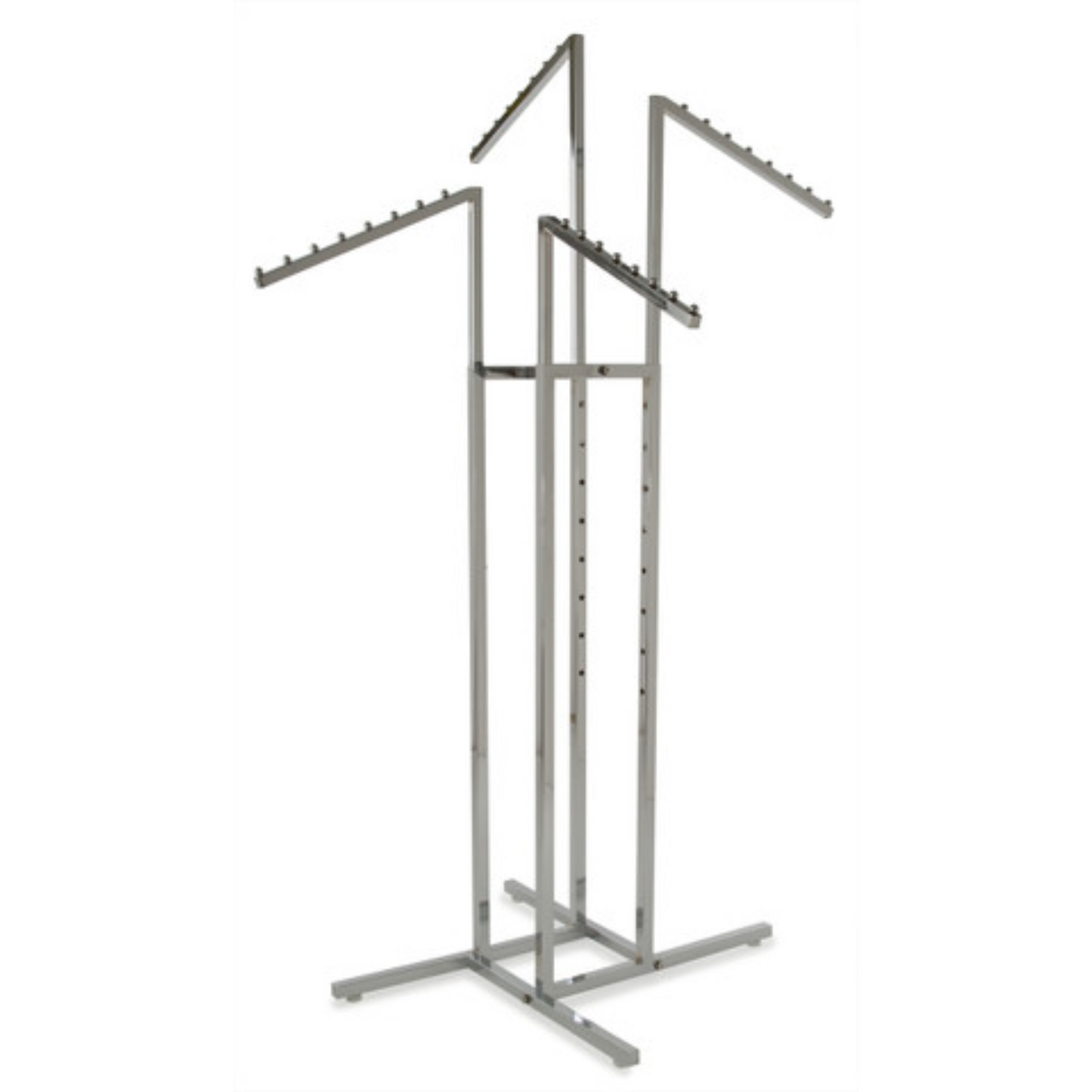 Chrome Clothes Rail Display Stand - 4 Sloping Arms