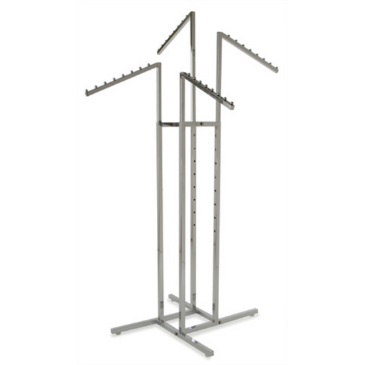 Chrome Clothes Rail Display Stand - 4 Sloping Arms
