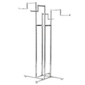 Chrome Clothes Rail Display Stand - 4 Stepped Arms