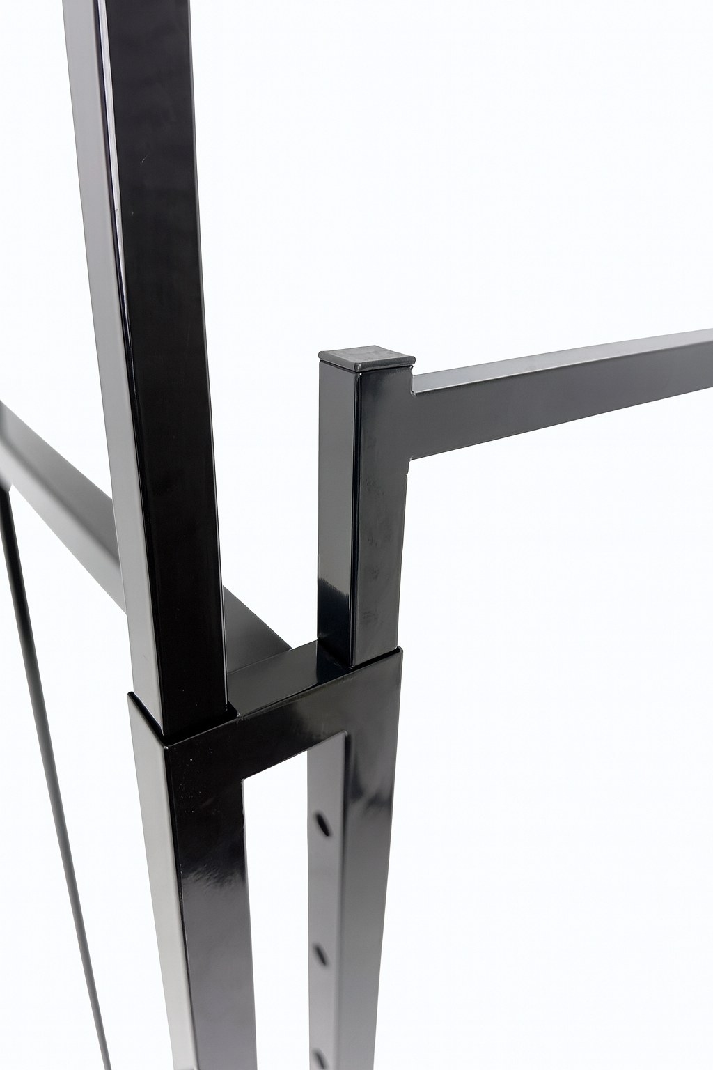 Heavy Duty 4-Way Straight Arm Clothing Rail – Adjustable Black Retail Display Stand  with Castors & Brakes