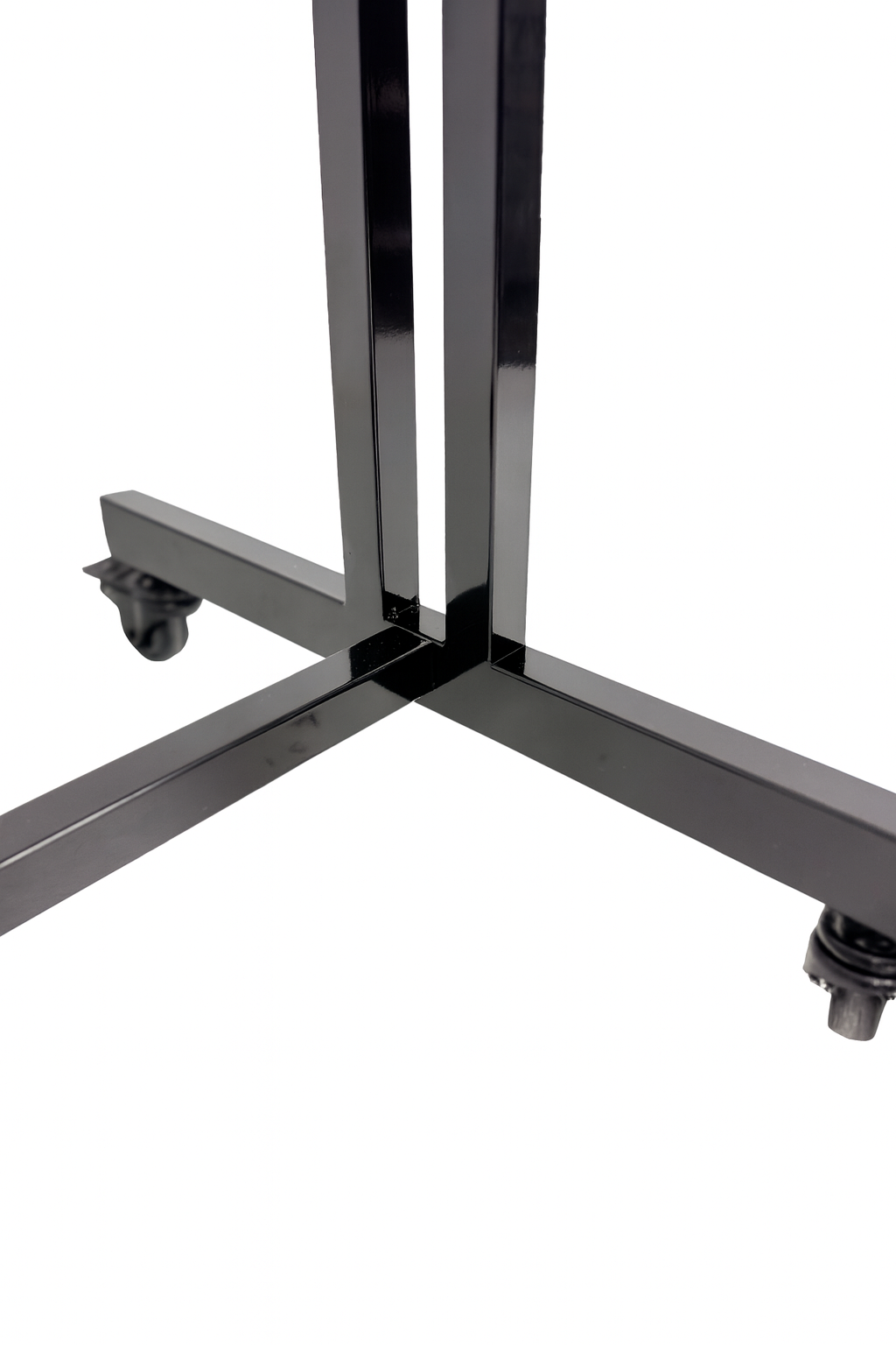 Heavy Duty 4-Way Straight Arm Clothing Rail – Adjustable Black Retail Display Stand  with Castors & Brakes