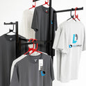 Heavy Duty 4-Way Straight Arm Clothing Rail – Adjustable Black Retail Display Stand  with Castors & Brakes