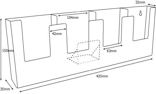 Wall Fix DL Portrait Leaflet Holder (Four Pockets)