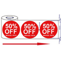 500x45mm 50% Off Red Price Self-Adhesive Stickers