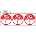 500x45mm Round Adhesive % Off Promo Stickers