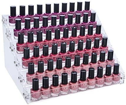 Acrylic Nail Polish Tiers Cosmetic Varnish Display Stand Organizer(Clear Sides) 7 Tier