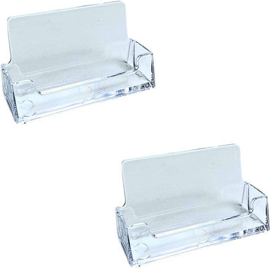 2 x New Acrylic Landscape Business Card Holders Desktop Dispensers Display Stand