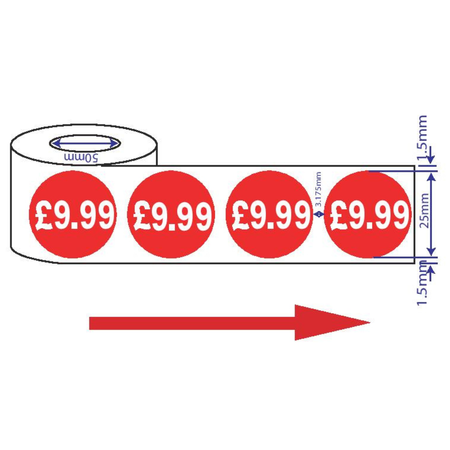 1000x 25mm £1.25-£19.99 Red Price Self Adhesive Stickers Sticky Labels Swing Tag Labels For Retail