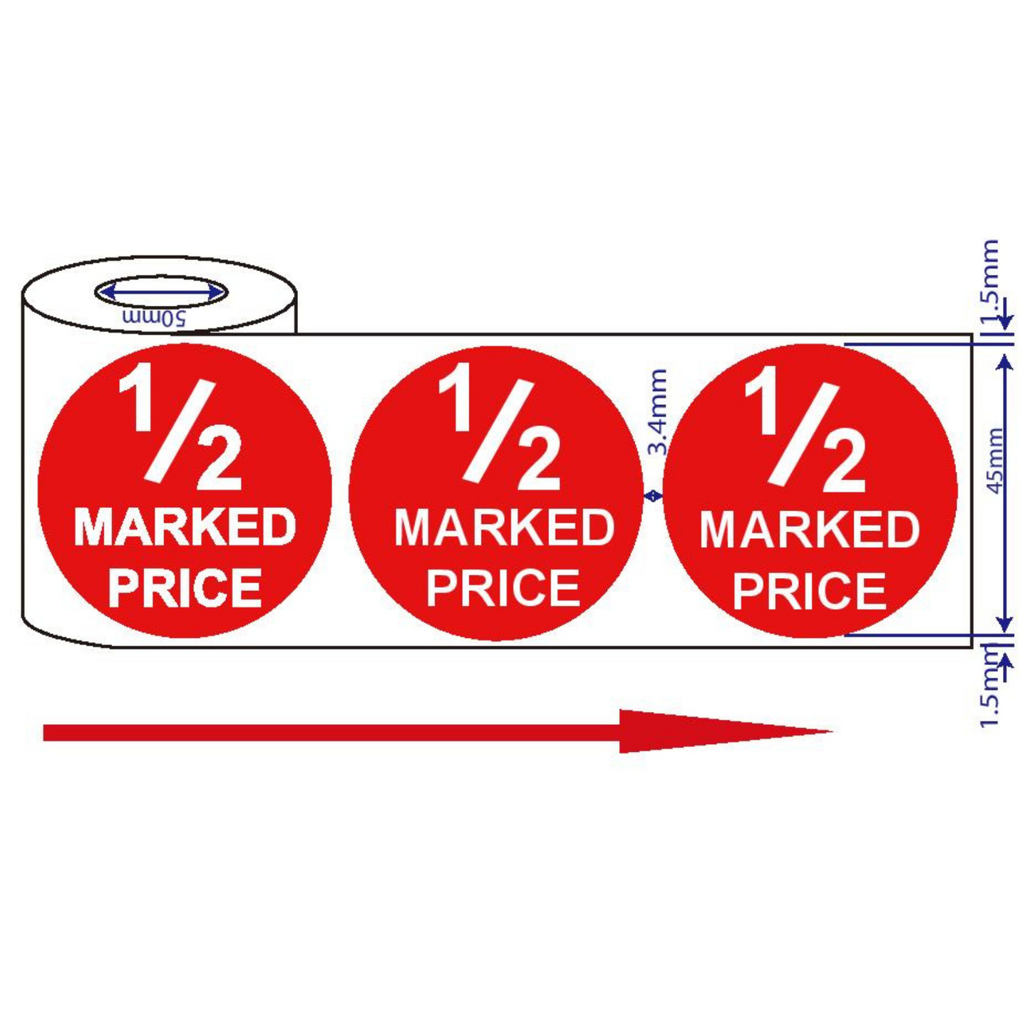 500x45mm Red Self-Adhesive Promotional Price Labels for Retail - Multi Listing