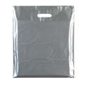 100x New Plastic Plain Silver Carrier Bag small
