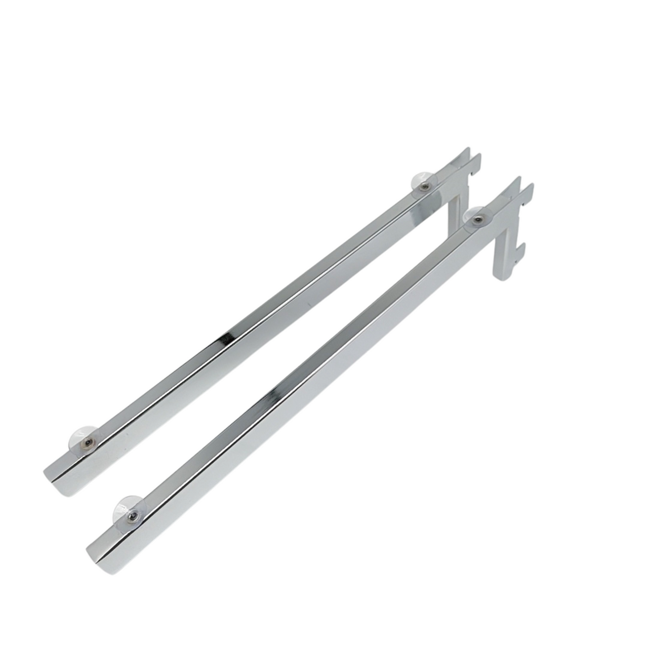 1x Chrome Glass Shelf Bracket For Upright With Suction Pads