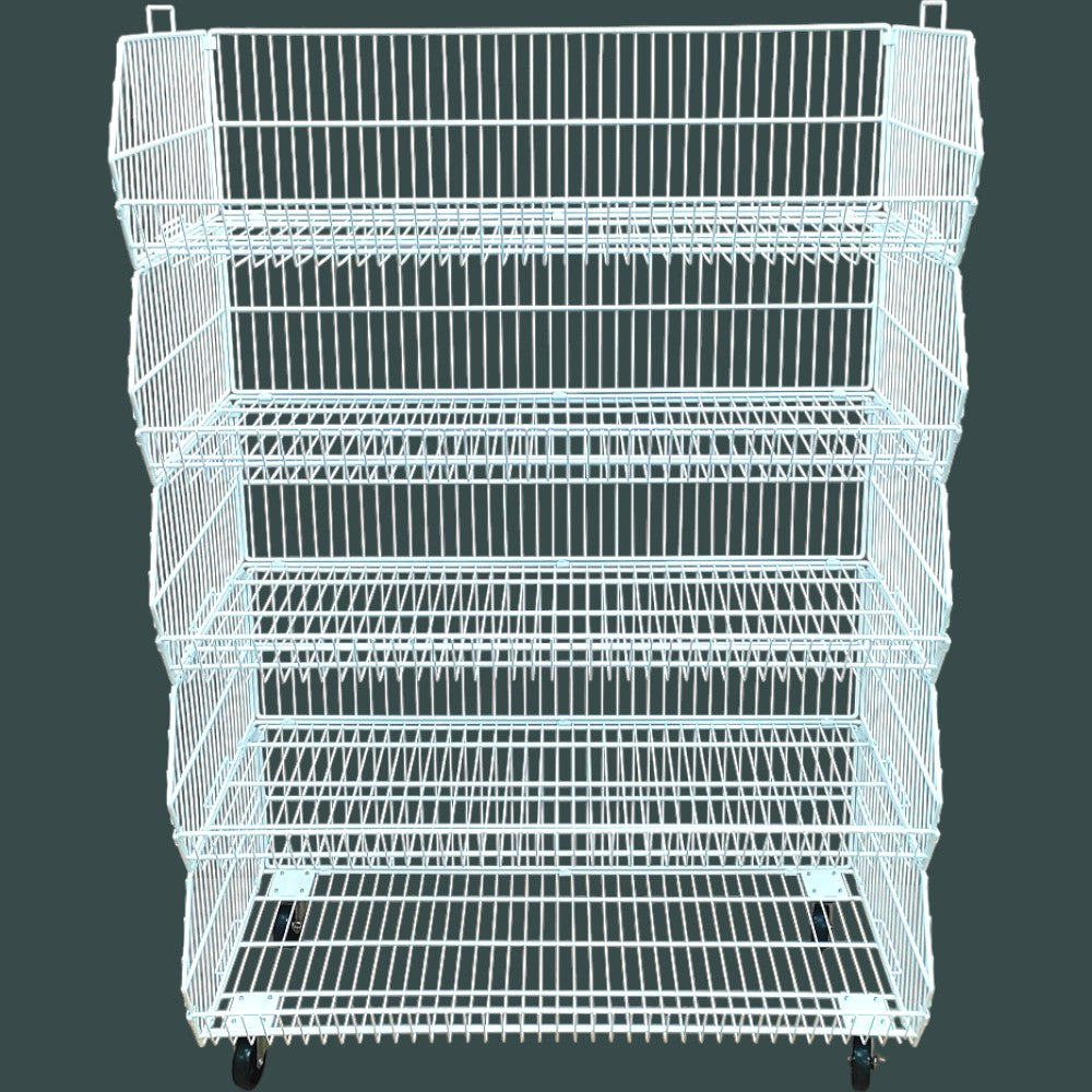 White 5 Tier Stackable Display Baskets-100cm
