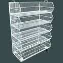 White 5 Tier Stackable Display Baskets-100cm