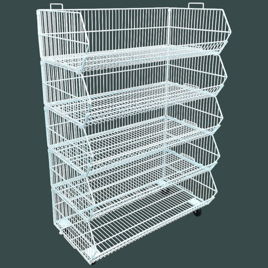 White 5 Tier Stackable Display Baskets-100cm