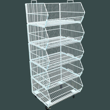 White 5 Tier Stackable Display Baskets-60cm