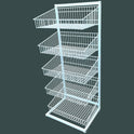 White 5 x Tier Single Side Display Baskets-65cm