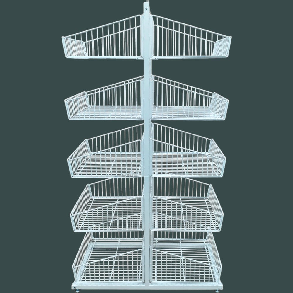 White 5 x Tier Double Side Display Baskets
