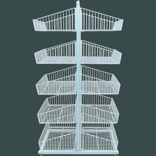 White 5 x Tier Double Side Display Baskets