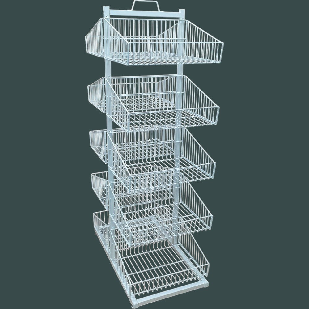 White 5 x Tier Double Side Display Baskets