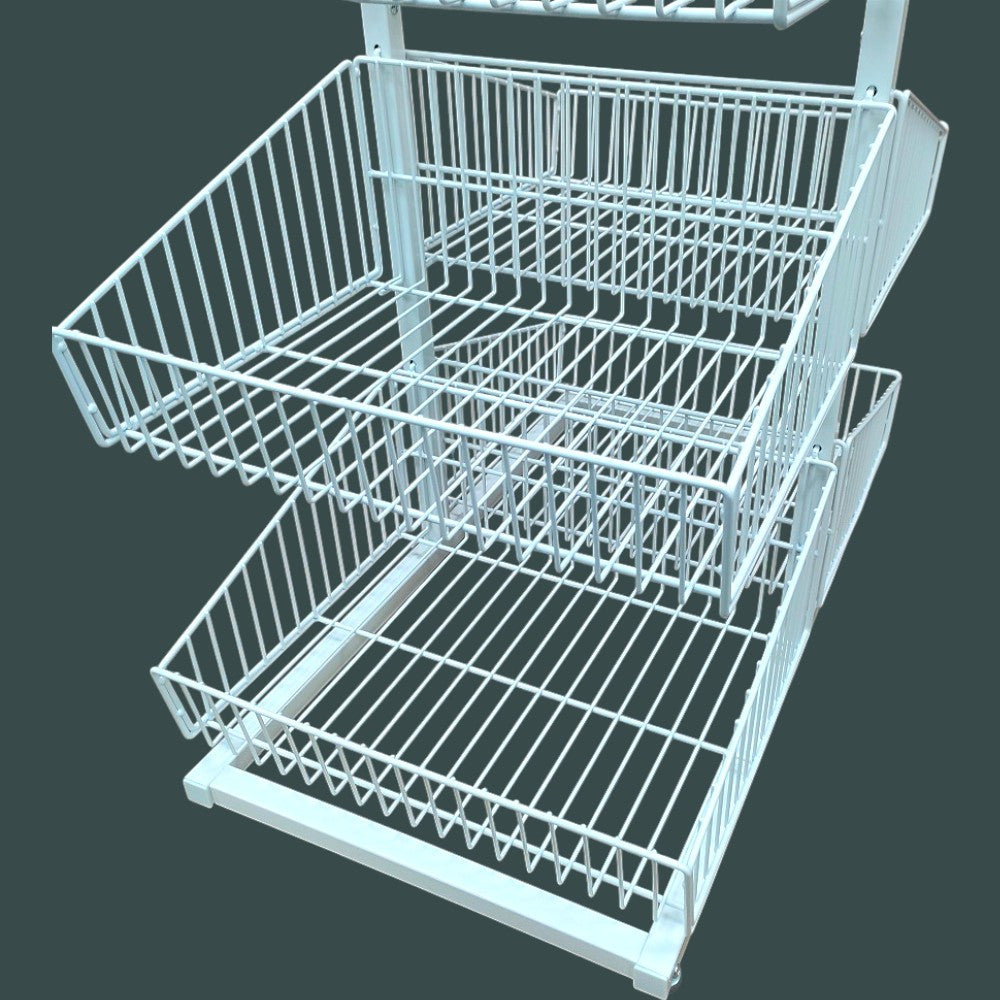 White 5 x Tier Double Side Display Baskets