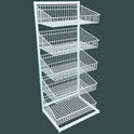 White 5 x Tier Single Side Display Baskets-65cm