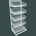 White 5 Tier Single Side Display Baskets-65cm