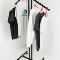 Heavy Duty 2-Way Sloping Arm Clothing Rail – Adjustable Black Retail Display Stand  with Castors & Brakes