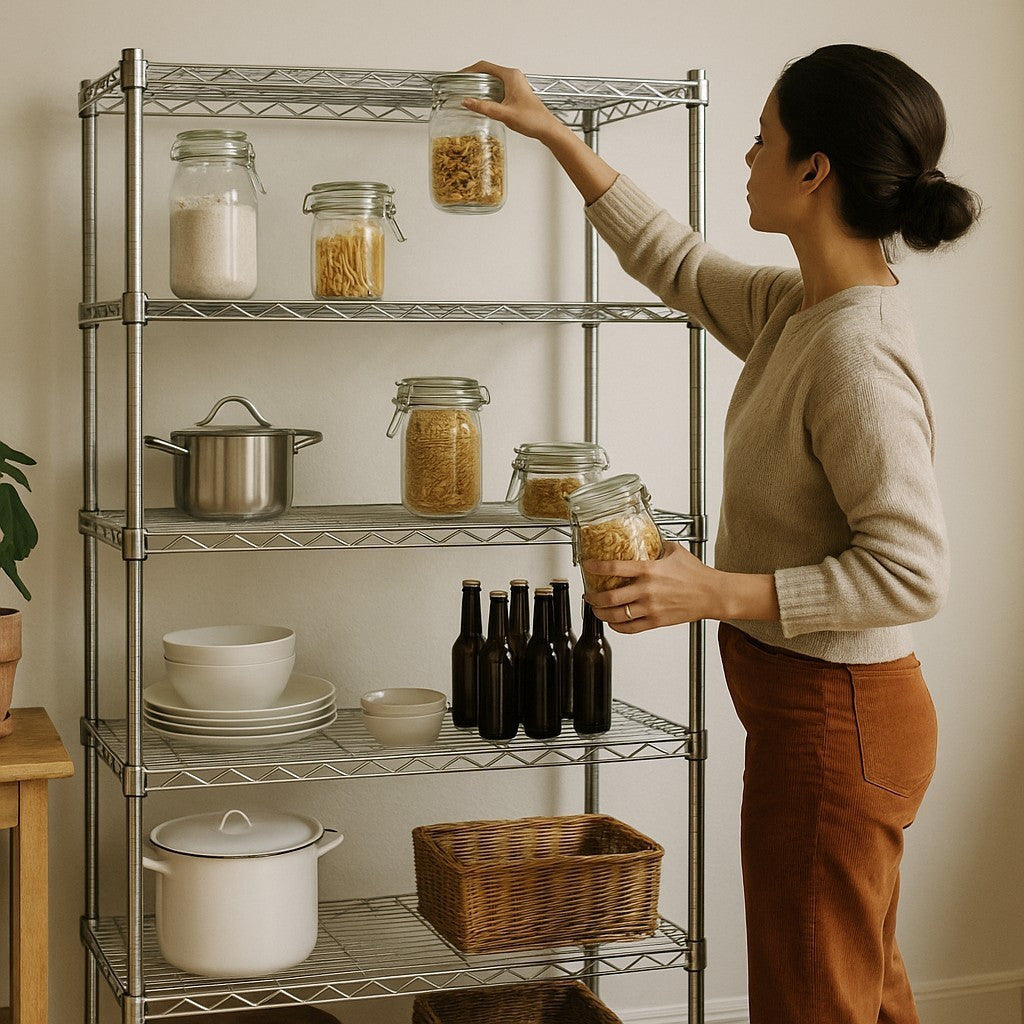 5 Tier Chrome Wire Shelving - 6ft Height