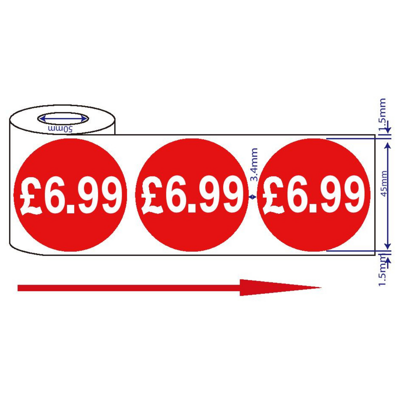 500x45mm £6.99 Red Sign Self Adhesive Stickers Sticky Labels Swing Labels For Retail Price