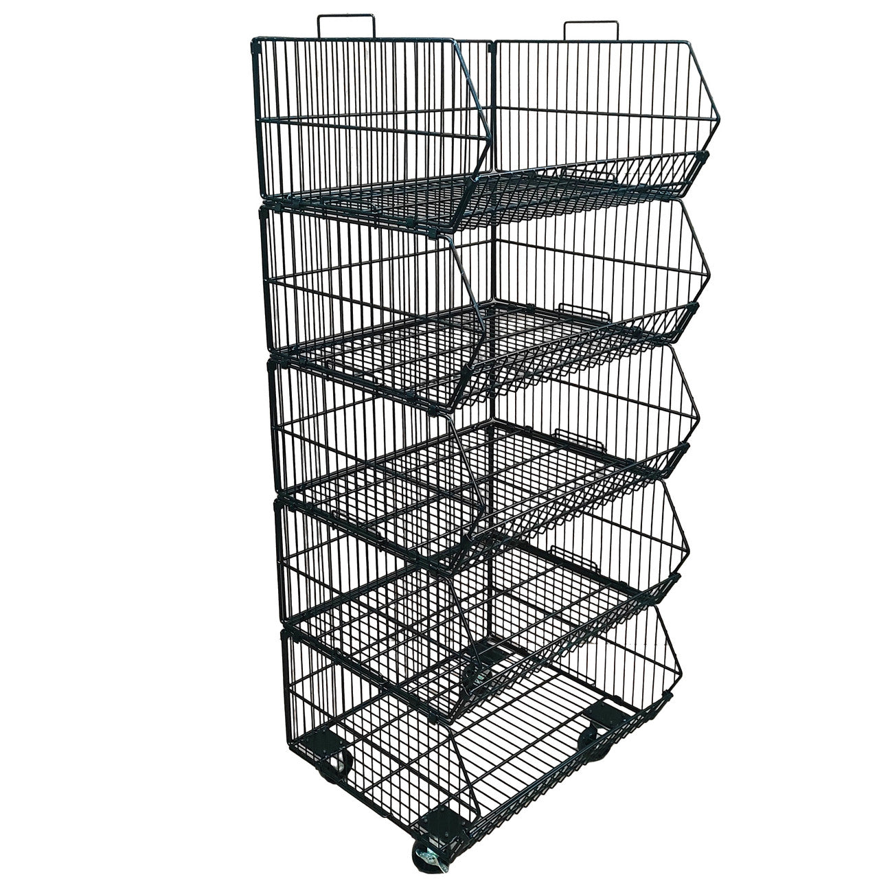 Black 5 x Tier Stackable Display Baskets-60cm