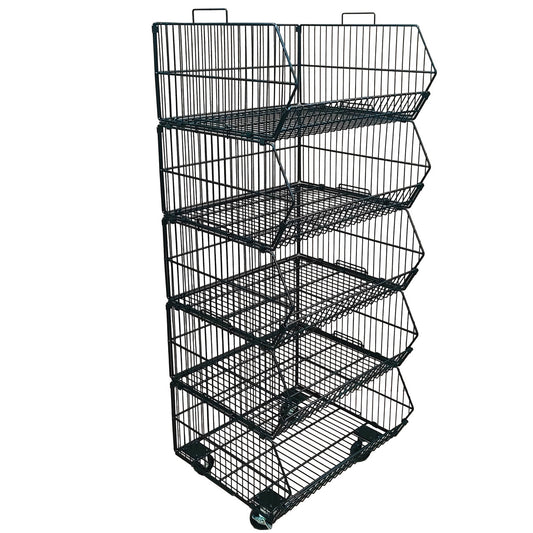 Black 5 x Tier Stackable Display Baskets-60cm