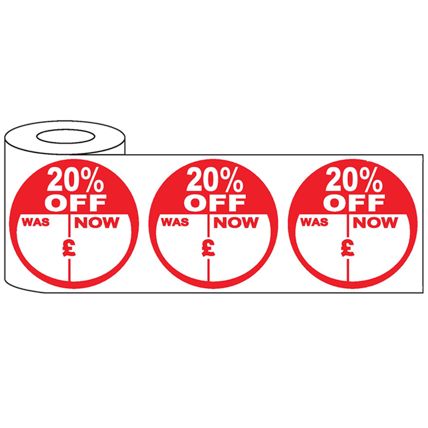 500x45mm Round Adhesive % Off Promo Stickers