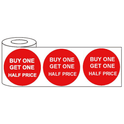 500x 45mm Round Adhesive Buy One Get One Free/Half Price Promotional Stickers