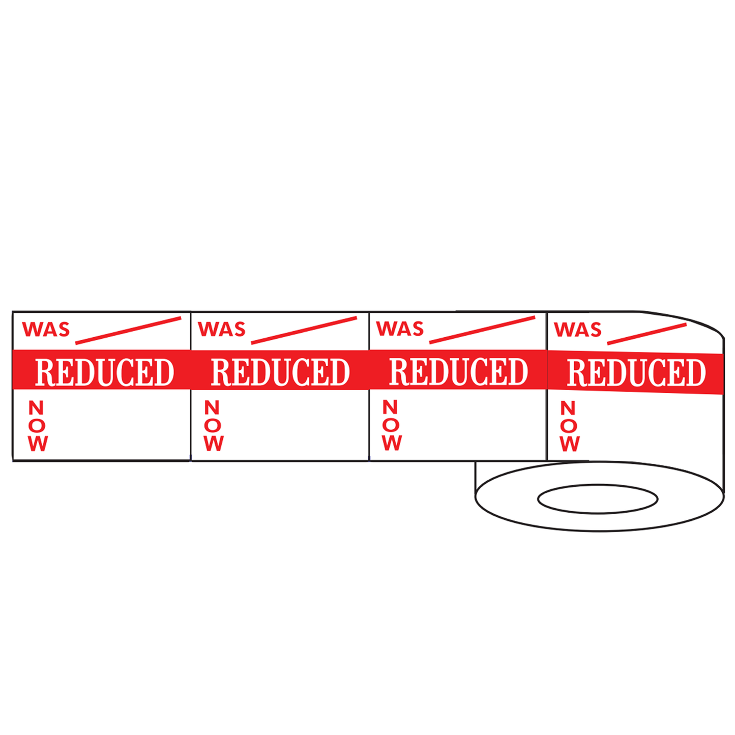 500x 50mm Rectangle Adhesive Reduced Was/Now & Reduced From/To Promotional Stickers