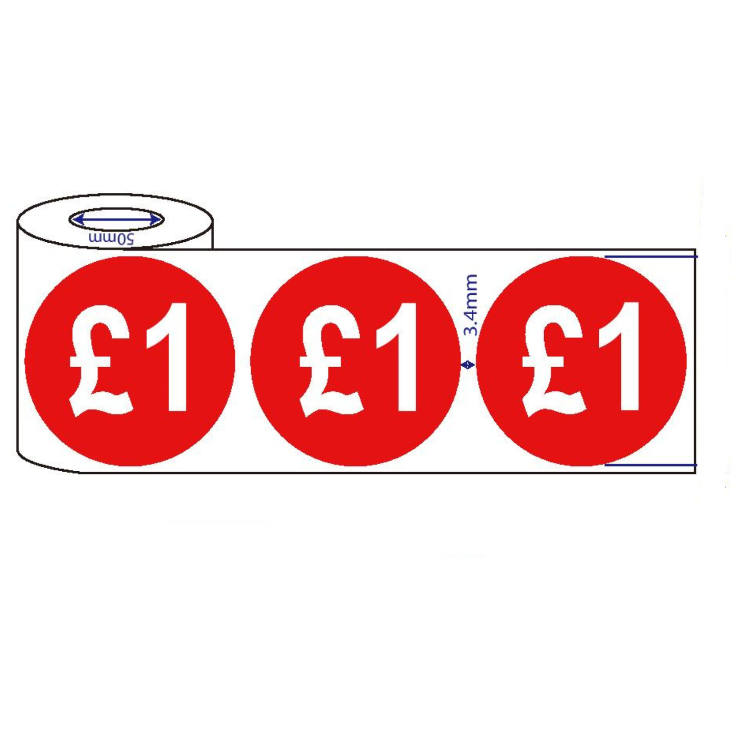 500x 45mm £1-£10 Red Self Adhesive Price Stickers