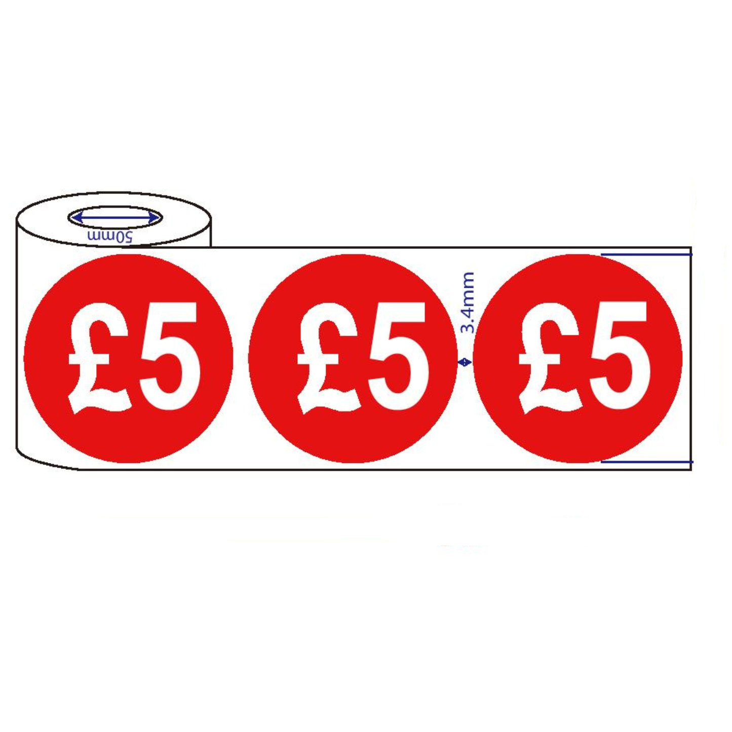500x 45mm £1-£10 Red Self Adhesive Price Stickers