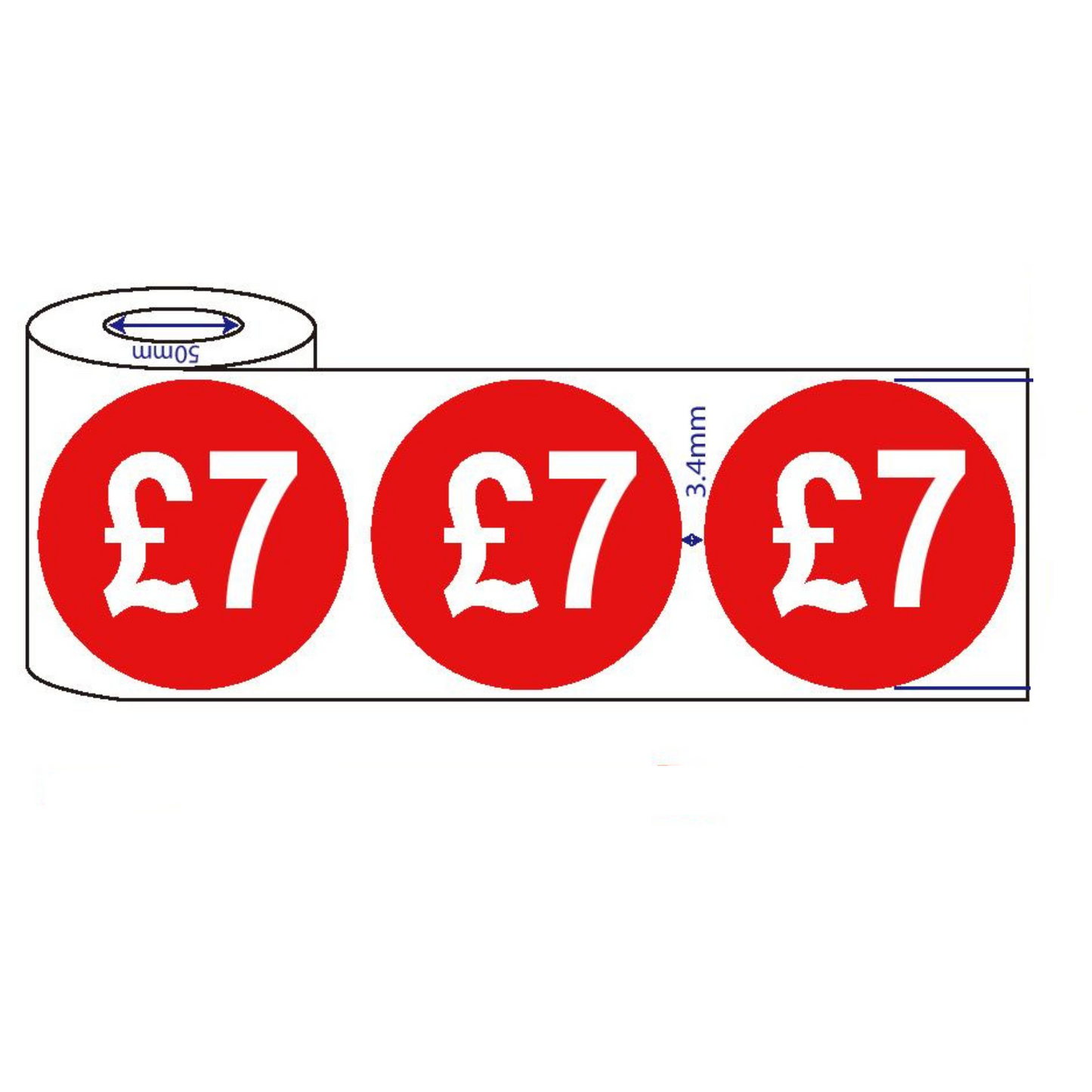 500x 45mm £1-£10 Red Self Adhesive Price Stickers