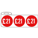 500x 45mm £21-£75 Red Self Adhesive Round Price Stickers